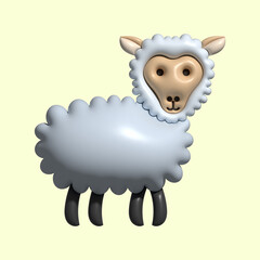 3D Cute Animal Asset with Light Background