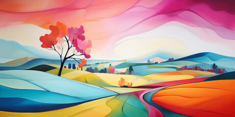 Abstract colorful landscape.  