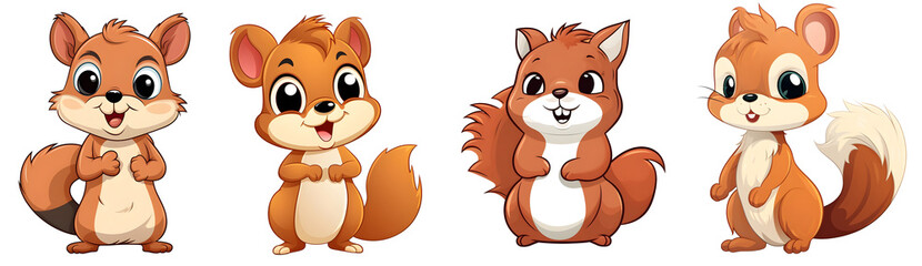 Obraz premium Cute simple cartoon Squirrel standing like a human Illustration . Generative AI