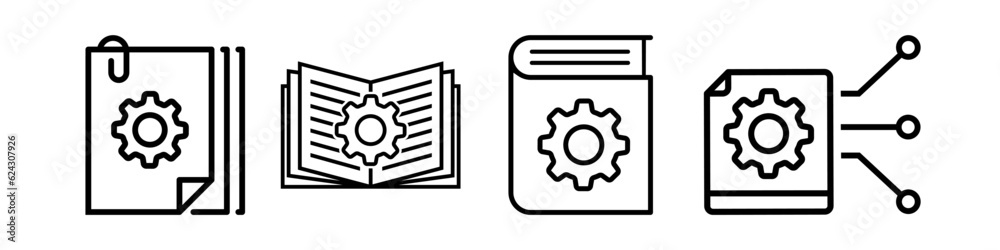 Wall mural document vector icon set. technical documentation illustration sign collection. manual symbol.
