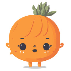 Fototapeta premium Cute Kawaii orange, watercolor illustration. Generative AI