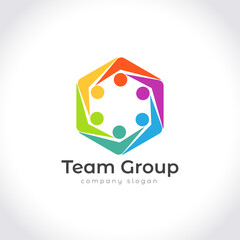 Team Group Logo Design Vector Template. Unity, Teamwork Colorful Logo Element.
Creative Team, United, Group, People, Circle, Friendship, Community, Bonding, Connectivity Icon Design Vector Template.