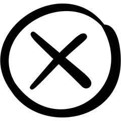 Obraz premium Wrong mark symbol hand drawn style.