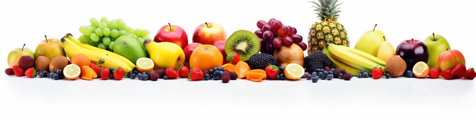 Naklejka na ściany i meble fruits and vegetables on a white background. Generative AI