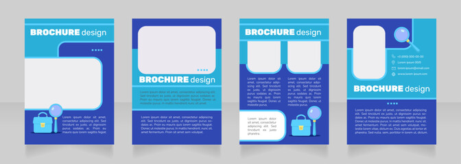 Job interview common questions blank brochure design. Template set with copy space for text. Premade corporate reports collection. Editable 4 paper pages. Nunito Light, Bold fonts used