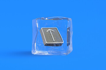 Tiwaz rune in ice cube. 3d illustration