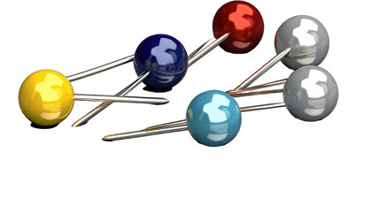 Drawing pins isolated on white background