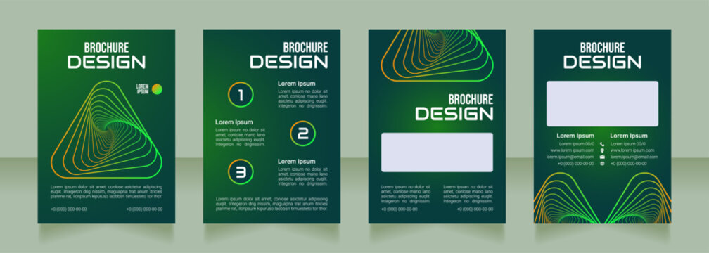 New business model blank brochure design. Template set with copy space for text. Premade corporate reports collection. Editable 4 paper pages. Bebas Neue, Audiowide, Roboto Light fonts used
