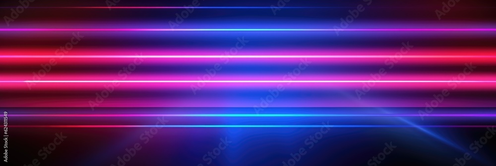 Poster abstract futuristic background with pink blue glowing neon lines. generative ai