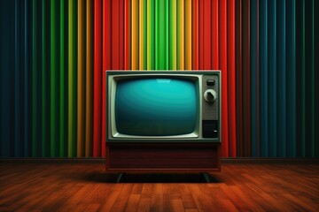 Vintage TV against the wall. Retro style. Generative AI