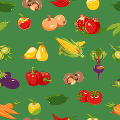 Vegetables and fruits, Onions, Peppers, Beets, Cucumber, Peas, Corn, Mushrooms, Olives, Carrots, Zucchini, Hot peppers, Apple Pear,