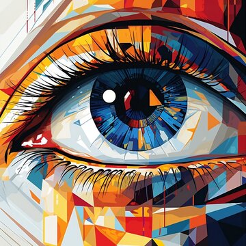 a close up view of human eye . illustrate 
