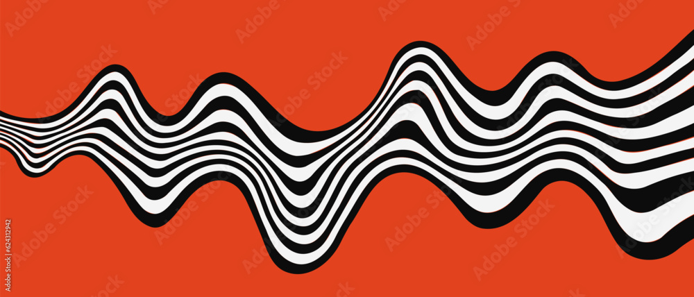 Aufkleber optical illusion stripe wave pattern. abstract geometric op art background. flow wavy vibrant artwor