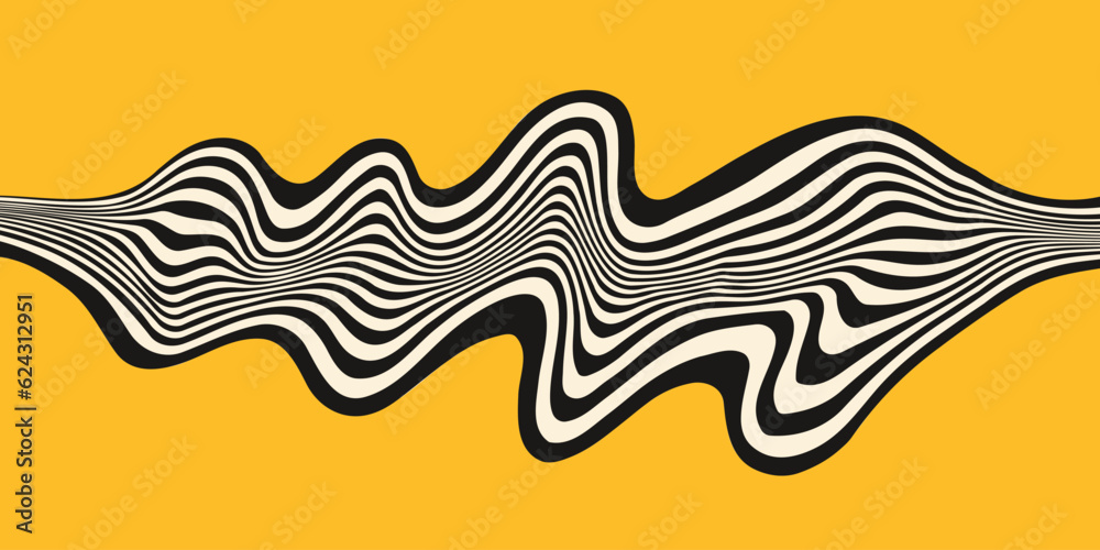 Aufkleber optical illusion stripe wave pattern. abstract geometric op art background. flow wavy vibrant artwor