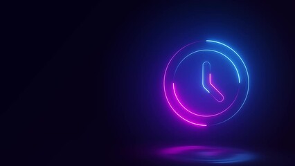 glowing neon clock sign animation on dark background