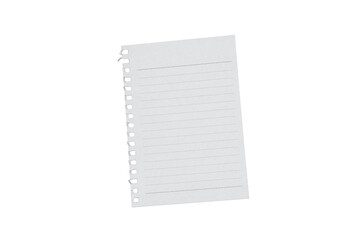 ripped off from the notebook, White paper sheet note book on white background