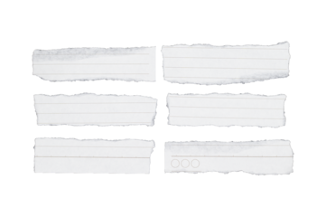 White paper ripped on white background, White note paper ripped.