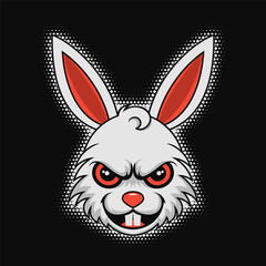 Crazy rabbit mascot design. Vector illustration
