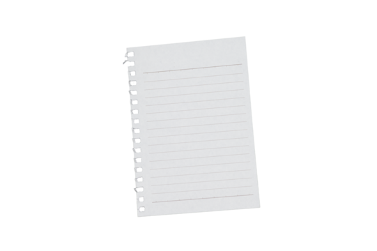 ripped off from the notebook, White paper sheet note book on white background