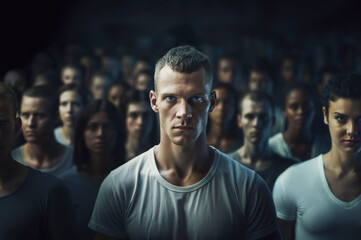Fototapeta premium AI generated image of crowd people challenge