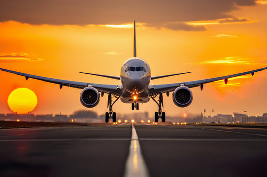 Ai generated image of big airplane on airfield