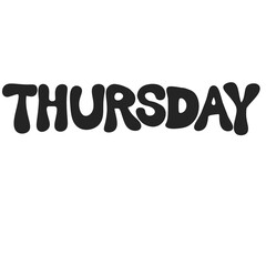 THURSDAY text banner cute decoration typography groovy