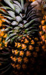 close-up of fresh pineapples