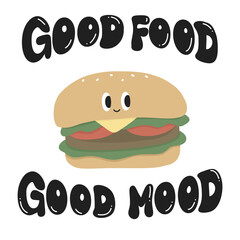 funny quote good mood good mood  hamburger  cartoon cute groovy