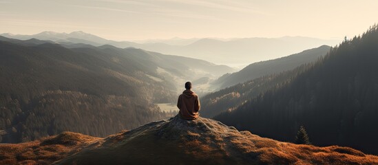 Rear view of a person meditating