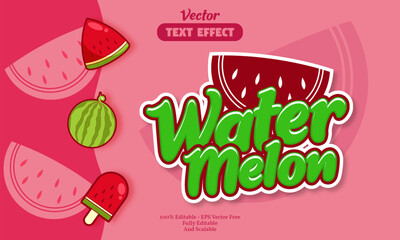 watermelon text effect with watermelon icon background