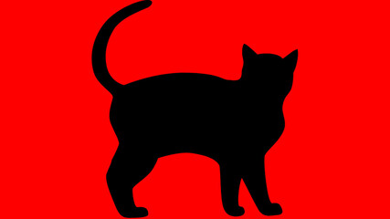 Poised Cat - Red and Black 