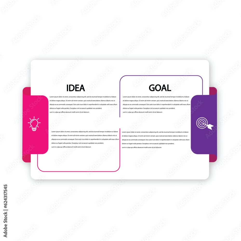 Wall mural round pie chart split into 2 equal parts. concept of model with two features of business project to 