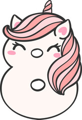 cute unicorn doodle number 8, eight is a pink kawaii cartoon illustration with a unicorn head that is perfect for kids.