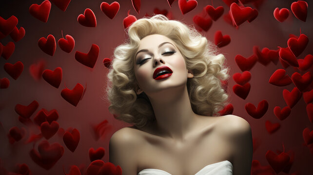 pinup style blonde and heart