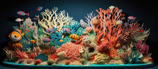 Fototapeta na wymiar Artistic paper representation of a colorful underwater scene.