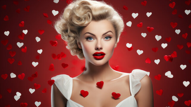 pinup style blonde and heart