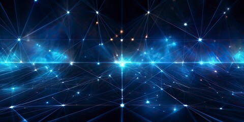 Fototapeta premium A background featuring a futuristic grid pattern, with intersecting lines, nodes. Digital illustration. Generative AI