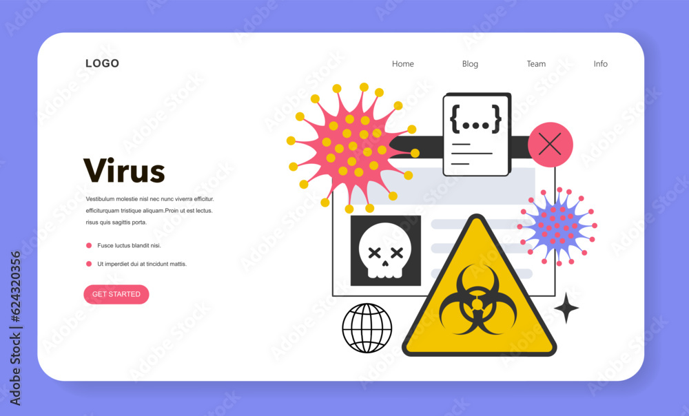Canvas Prints virus web banner or landing page. malicious software, computer
