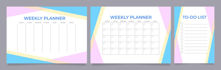 University projects worksheet design template set. Printable goal setting sheet. Editable time management sample. Scheduling page for organizing personal tasks. Montserrat, Myriad Pro fonts used