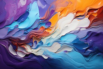 Colorful abstract painting background. Liquid marbling paint background. Fluid painting abstract texture. An intensive colorful mix of vibrant acrylic colors. Generative AI.