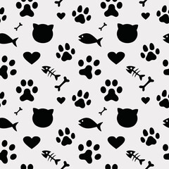 Seamless pattern of cute cats. Funny doodle animals.vector illustration