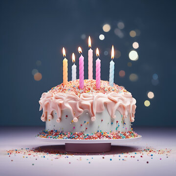 A soft and sweet celebration of happiness and love, this delicious cake is adorned with festive candles, its creamy buttercream frosting and rich fondant inviting all to come together and indulge in 