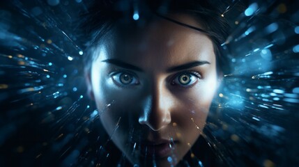 The Intrigue of Hidden Messages: Faces Amidst Glowing Symbols