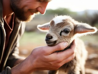 Embracing Love and Trust: A Close-up of a Person's Hand with a Rescued Animal
