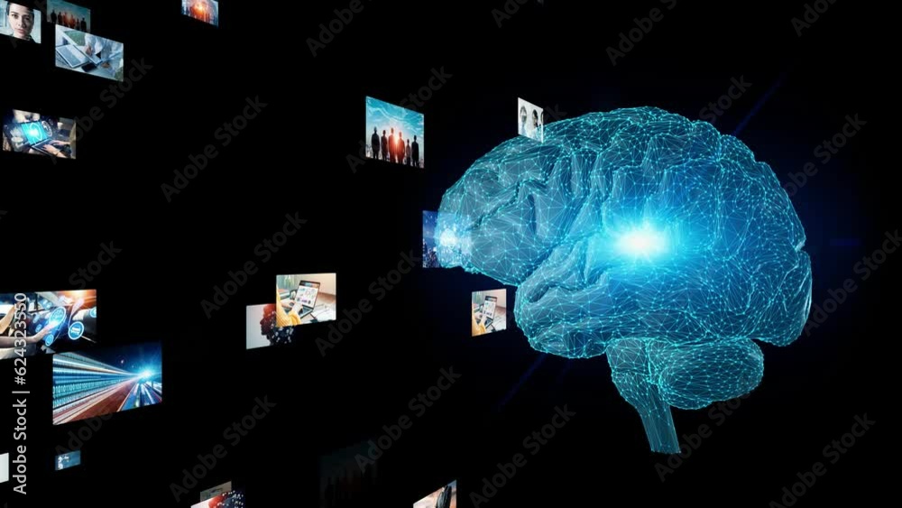 Aufkleber Human brain and visual contents concept. AI (Artificial Intelligence). Image analysis. Image generation AI.