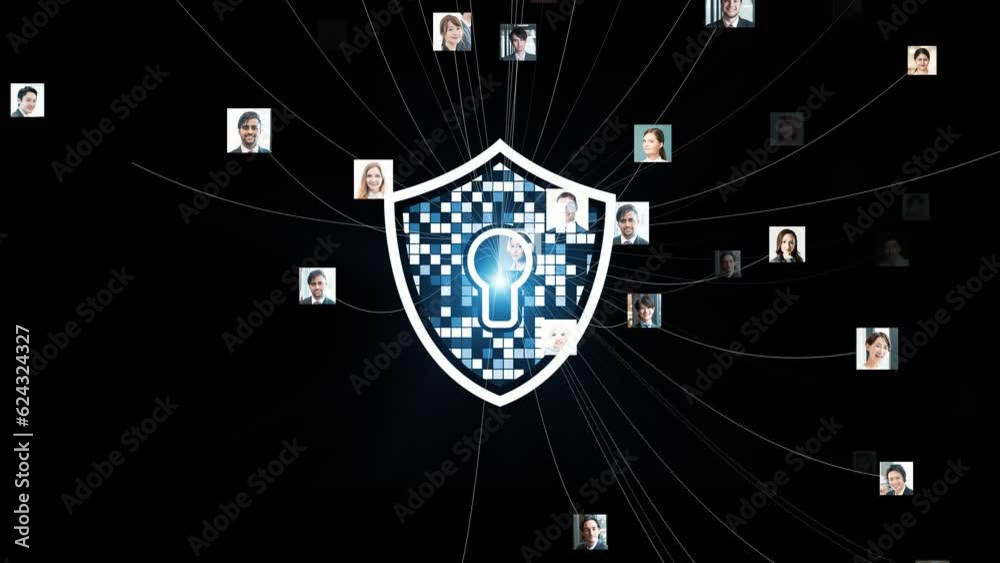 Aufkleber Multinational people connecting to security system concept. Global network. ERP. Enterprise Resources Planning.