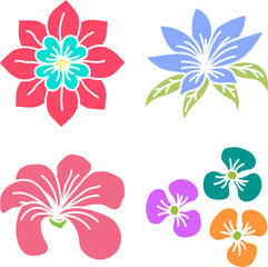 set of color full beautiful flowers vector illustration design