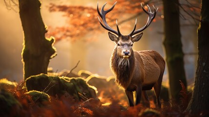 Red Deer in morning Sun Generative AI