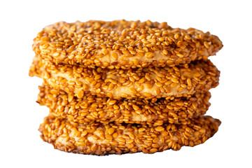 Sesame cookies. Salty cookies isolated on white background. close up