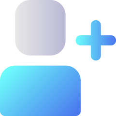 Fototapeta premium Add user pixel perfect flat gradient two-color ui icon. Social network friendship. Online conversation. Simple filled pictogram. GUI, UX design for mobile application. Vector isolated RGB illustration